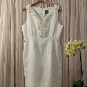 Taylor |Linen & Cotton cream ruffle Dress